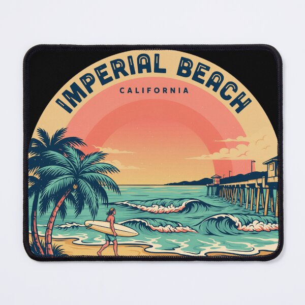 Item preview, Imperial Beach California Sunset Surfing – Vintage Coastal Travel Poster designed and sold by ArcticFoxStudio.