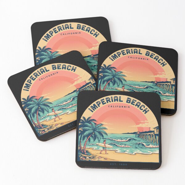 Item preview, Imperial Beach California Sunset Surfing – Vintage Coastal Travel Poster designed and sold by ArcticFoxStudio.