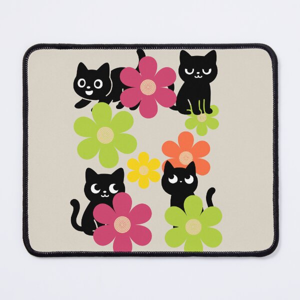 Item preview, Retro Mod Black Cats & Daisies Pattern designed and sold by Creativ_Design.