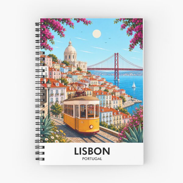 Item preview, Lisbon Retro Travel Print designed and sold by HomeLivingCo.