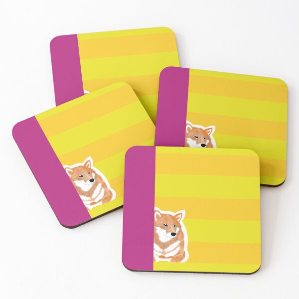 Item preview, 80's vibes colors (yellow, pink) with red Shiba Inu designed and sold by ShibaCruise-On.
