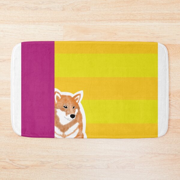 Item preview, 80's vibes colors (yellow, pink) with red Shiba Inu designed and sold by ShibaCruise-On.