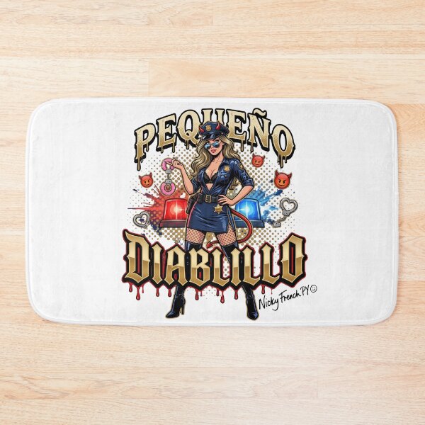 Item preview, Nicky as a sexy cop with the inscription "Pequeño Diablillo" designed and sold by NickyFrenchPY.
