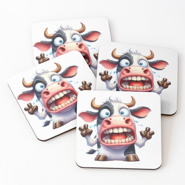 Item preview, Hilarious Panicked Cow Cartoon Illustration designed and sold by LunaPixelStudio.