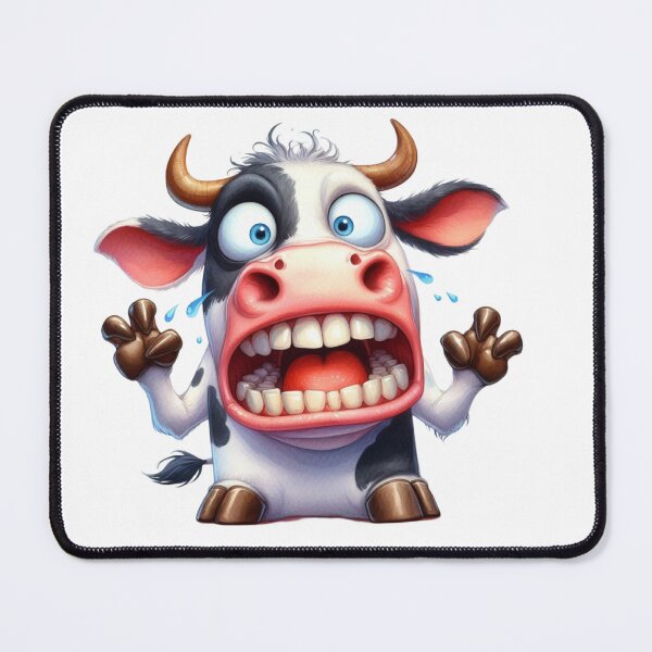 Item preview, Hilarious Panicked Cow Cartoon Illustration designed and sold by LunaPixelStudio.