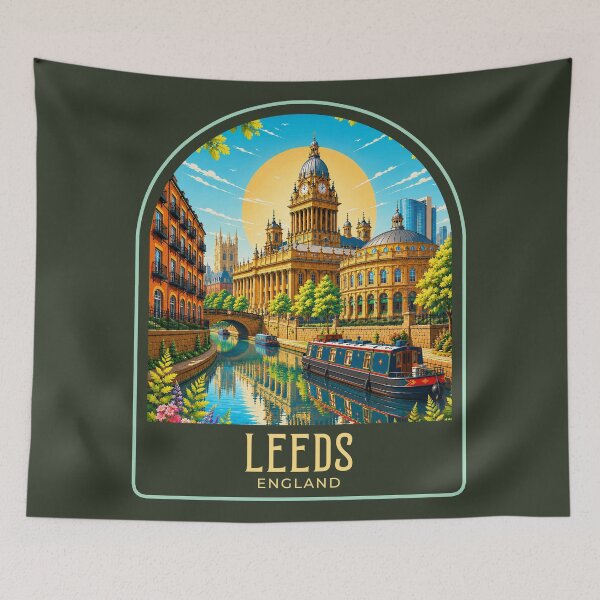 Item preview, Leeds Vintage Travel Illustration designed and sold by HomeLivingCo.
