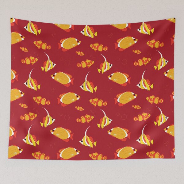 Item preview, Tropical Fishes Orange Red Fish Pattern designed and sold by CreativeBridge.