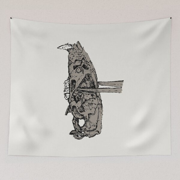 Item preview, Rat Skull & Skewers - BG (#F0EEE9) and C1 (#9D9489) designed and sold by The Stippler Process.