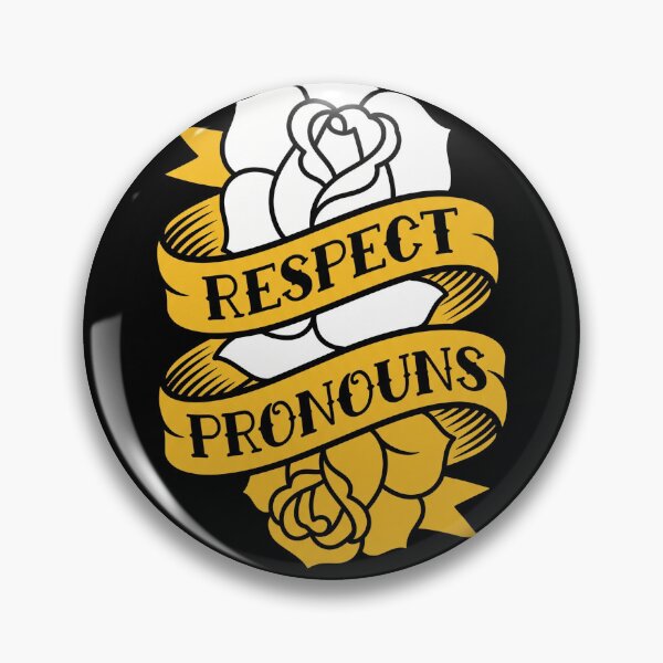 Item preview, Respect Pronouns Traditional Tattoo Rose Vintage Banner designed and sold by TeNovaStudio ⭐⭐⭐⭐⭐.