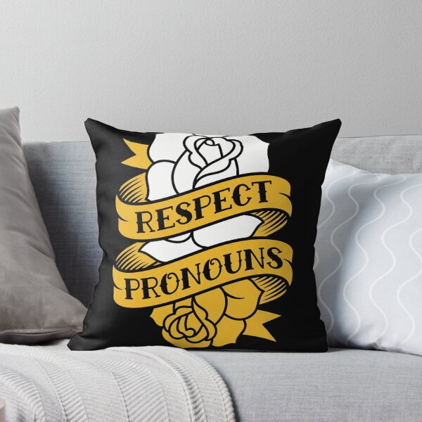 Item preview, Respect Pronouns Traditional Tattoo Rose Vintage Banner designed and sold by TeNovaStudio.