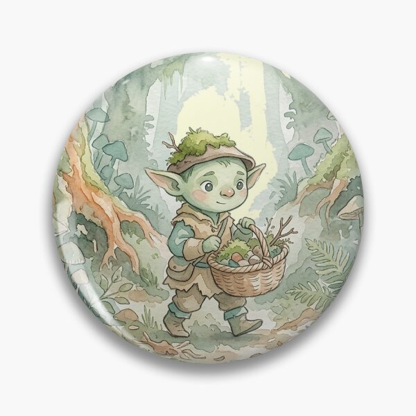 Item preview, Little Goblin Moss Collector Watercolor Art – Cozy Goblincore Forest designed and sold by GrabaHuk.