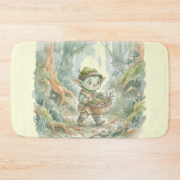 Item preview, Little Goblin Moss Collector Watercolor Art – Cozy Goblincore Forest designed and sold by GrabaHuk.