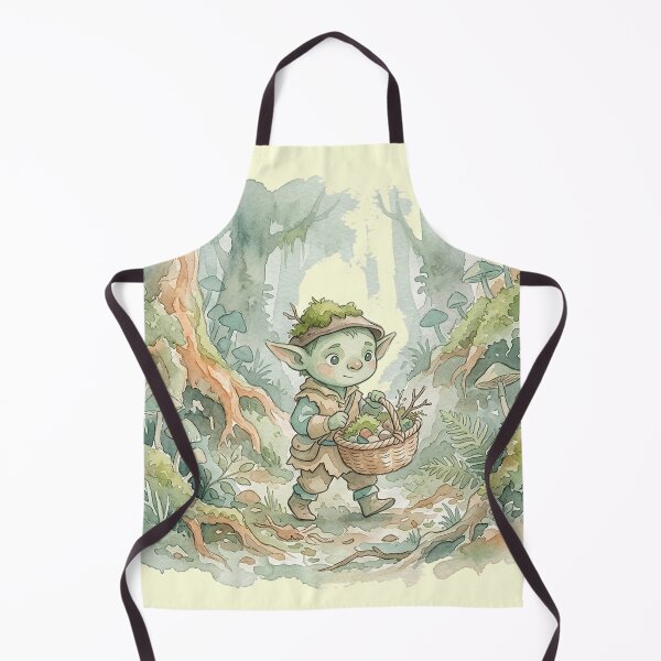 Item preview, Little Goblin Moss Collector Watercolor Art – Cozy Goblincore Forest designed and sold by GrabaHuk.