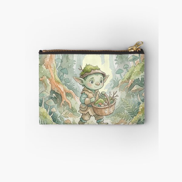 Item preview, Little Goblin Moss Collector Watercolor Art – Cozy Goblincore Forest designed and sold by GrabaHuk.