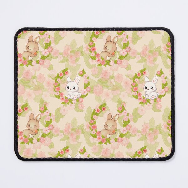 Item preview, Cute Kawaii Easter Bunny and Floral Wreath Seamless Pattern Art designed and sold by Potattoo.