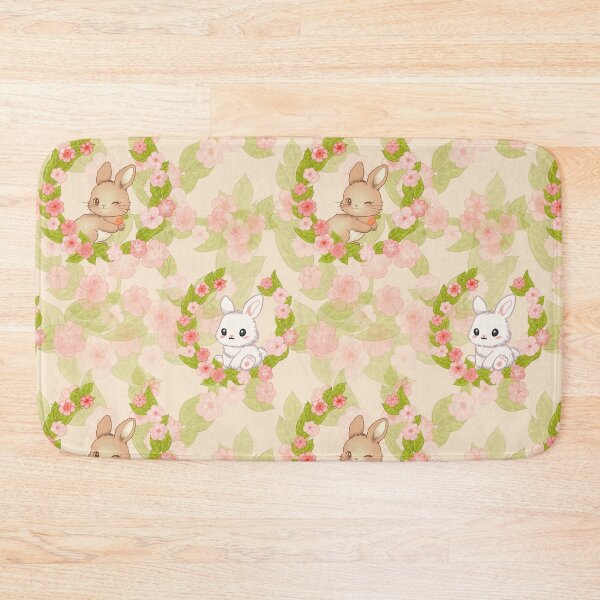 Item preview, Cute Kawaii Easter Bunny and Floral Wreath Seamless Pattern Art designed and sold by Potattoo.