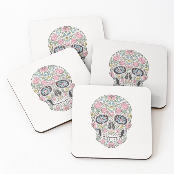 Item preview, Vintage Sugar Skull Floral Pastel Folk Art designed and sold by PixelQ.