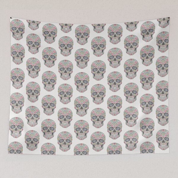 Item preview, Vintage Sugar Skull Floral Pastel Folk Art designed and sold by PixelQ.