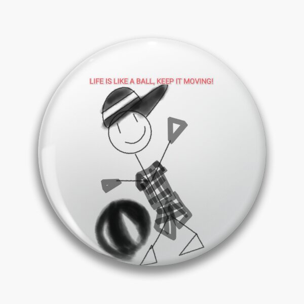Item preview, Minimalist retro childhood nostalgic Stickman playing with ball in black and white illustration and meme designed and sold by Shukasya-Arts.