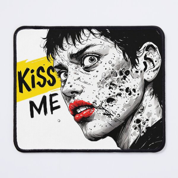 Item preview, Kiss Me Zombie Girl Red Lips Dark Comic Art designed and sold by ChaoticZenStudio.