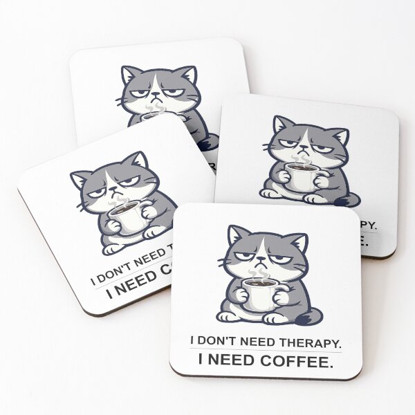 Item preview, Funny Grumpy Cat I Don't Need Therapy I Need Coffee — Caffeine Humor T-Shirt Gift for Coffee Lovers and Office Workers designed and sold by OfficeWhiskers.