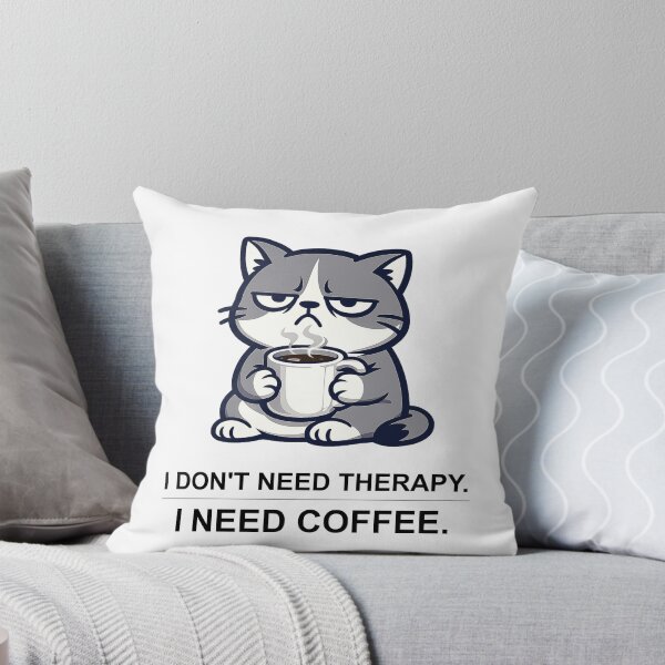 Item preview, Funny Grumpy Cat I Don't Need Therapy I Need Coffee — Caffeine Humor T-Shirt Gift for Coffee Lovers and Office Workers designed and sold by OfficeWhiskers.