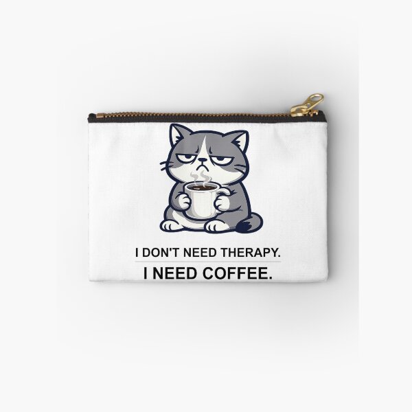 Item preview, Funny Grumpy Cat I Don't Need Therapy I Need Coffee — Caffeine Humor T-Shirt Gift for Coffee Lovers and Office Workers designed and sold by OfficeWhiskers.