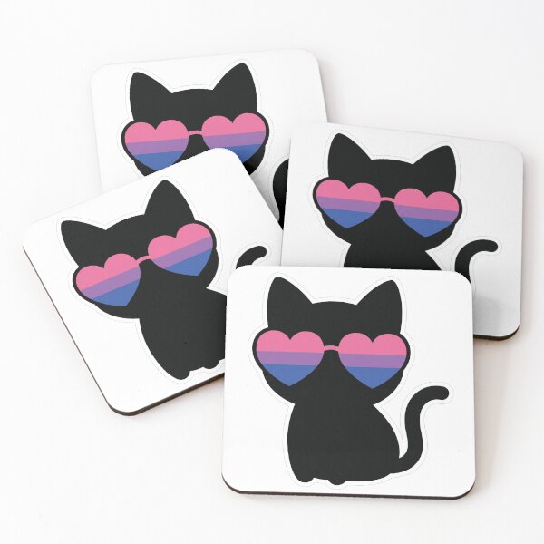 Item preview, Cute Black Cat Bisexual Pride Heart Sunglasses designed and sold by TeNovaStudio.