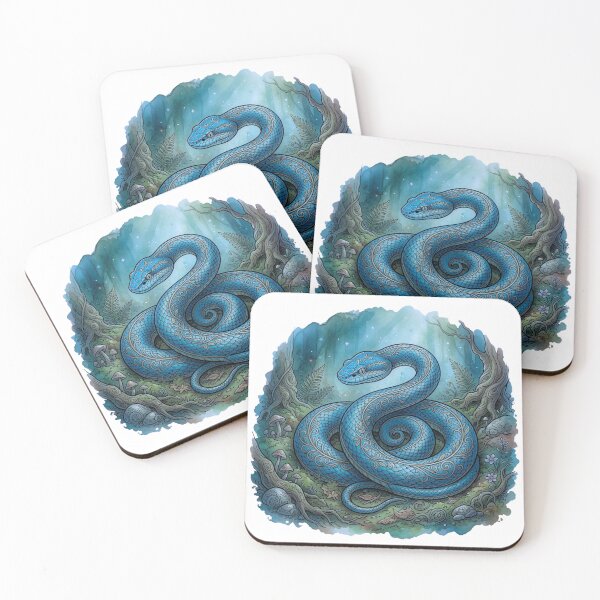 Item preview, Mystic Blue Pit Viper Enchanted Forest Sticker designed and sold by HoneyBreezeCo.