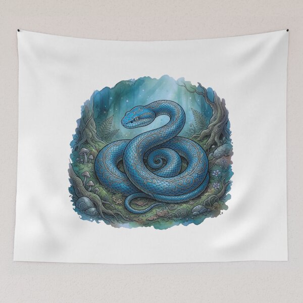 Item preview, Mystic Blue Pit Viper Enchanted Forest Sticker designed and sold by HoneyBreezeCo.