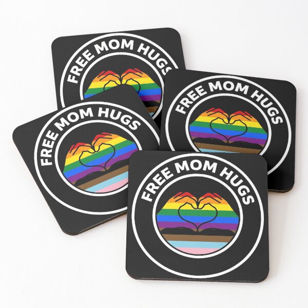 Item preview, Free Mom Hugs Progress Pride Flag Heart Hands Emblem designed and sold by TeNovaStudio ⭐⭐⭐⭐⭐.