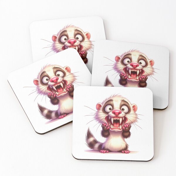Item preview, Hilarious Exaggerated Ferret Cartoon Illustration designed and sold by LunaPixelStudio.
