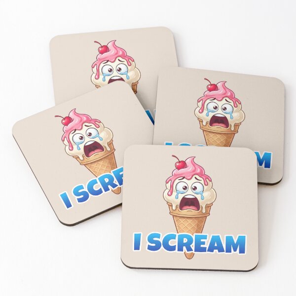 Item preview, I Scream Ice Cream Pun Funny Screaming Ice Cream Cone Cartoon 2 designed and sold by WordPlayStudio.