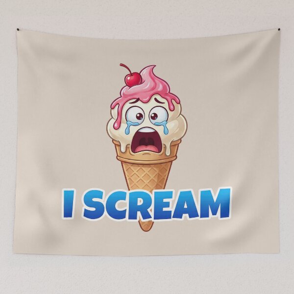 Item preview, I Scream Ice Cream Pun Funny Screaming Ice Cream Cone Cartoon 2 designed and sold by WordPlayStudio.