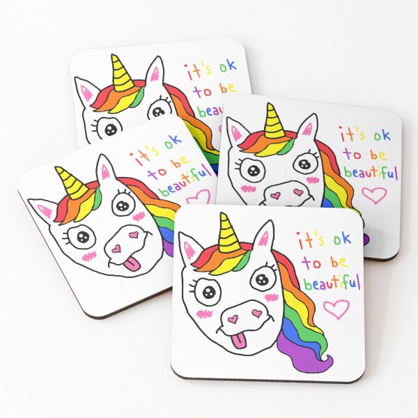 Item preview, It's ok to beautiful rainbow unicorn designed and sold by Doodlywood.