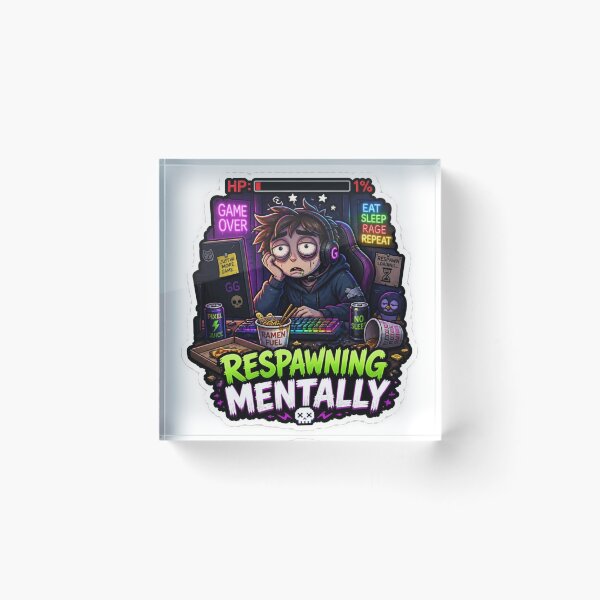 Item preview, Respawning Mentally Funny Gaming Meme Sticker designed and sold by Sticker Sprout.
