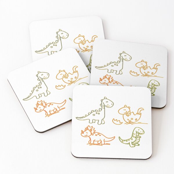 Item preview, Cute Neon Dinosaur Sticker Sheet Retro Line Art Kids Dino Pack Poster designed and sold by DesignArtist.ia.