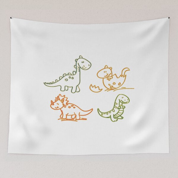 Item preview, Cute Neon Dinosaur Sticker Sheet Retro Line Art Kids Dino Pack Poster designed and sold by DesignArtist.ia.