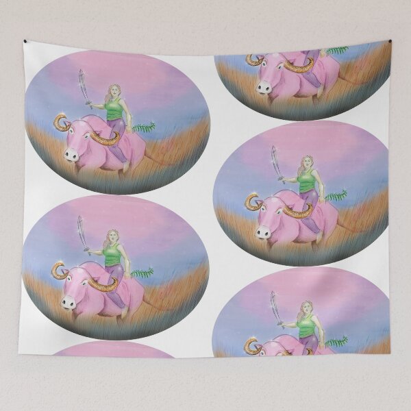 Item preview, woman on a water buffalo designed and sold by AlmostReady.
