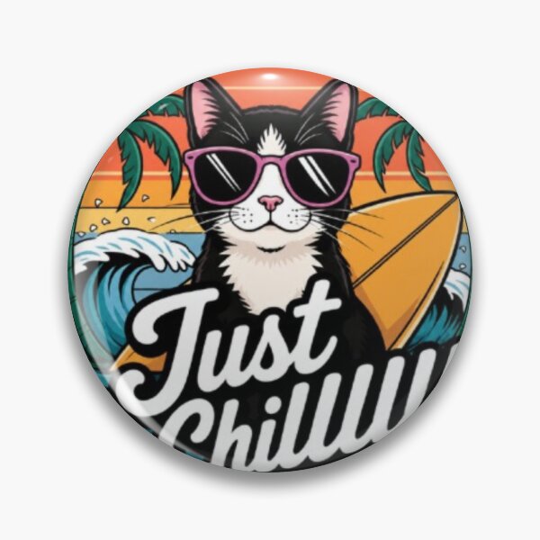 Item preview,  Just Chill Cat T-Shirt – Funny Summer Beach Cat Sunglasses Retro Sunset Surfboard Vacation Tee designed and sold by IconicDesignsXd.