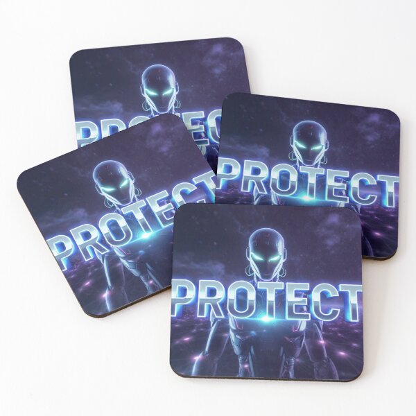 Item preview, PROTECT - Cyberpunk Android Guardian Cybersecurity Tech Digital Design designed and sold by AiNaturalsOnly.
