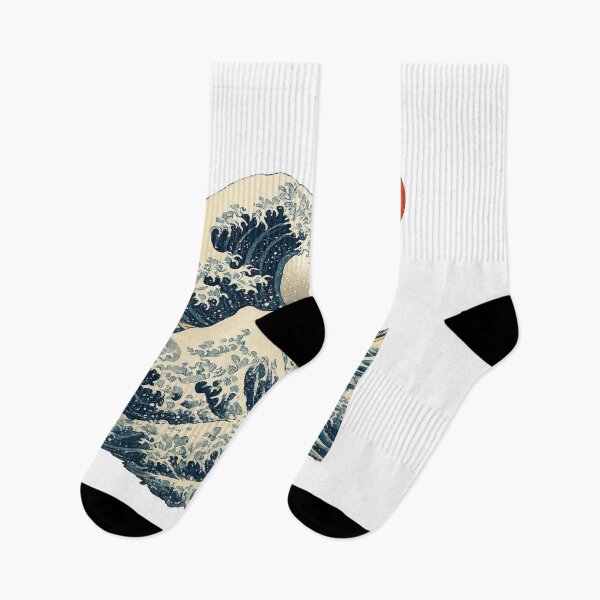 Item preview, The Great Wave — Japanese Ukiyo-e Art, Red Sun & Mount Fuji designed and sold by N0irNest.
