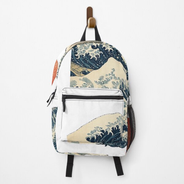 Item preview, The Great Wave — Japanese Ukiyo-e Art, Red Sun & Mount Fuji designed and sold by N0irNest.