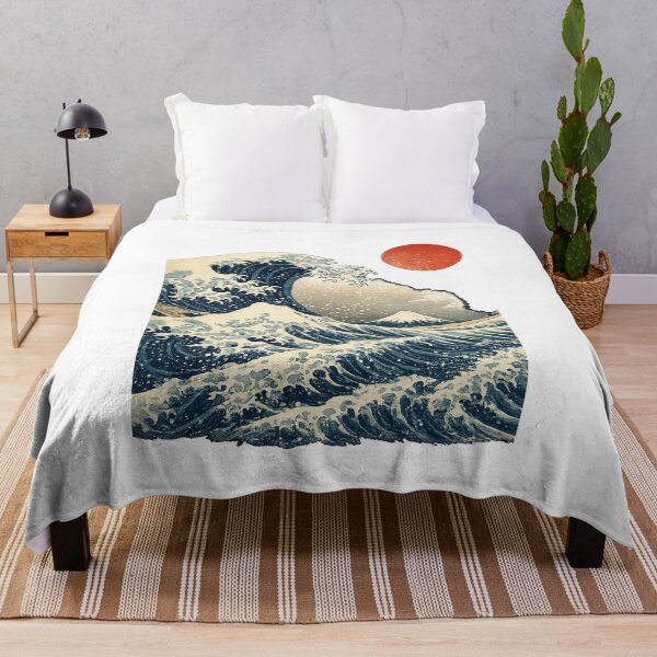 Item preview, The Great Wave — Japanese Ukiyo-e Art, Red Sun & Mount Fuji designed and sold by N0irNest.
