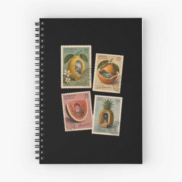 Item preview, Vintage Fruit Travel Stamps Art • Retro Italy Spain Mexico France Postage Illustration Print designed and sold by Bright Nest Studio.