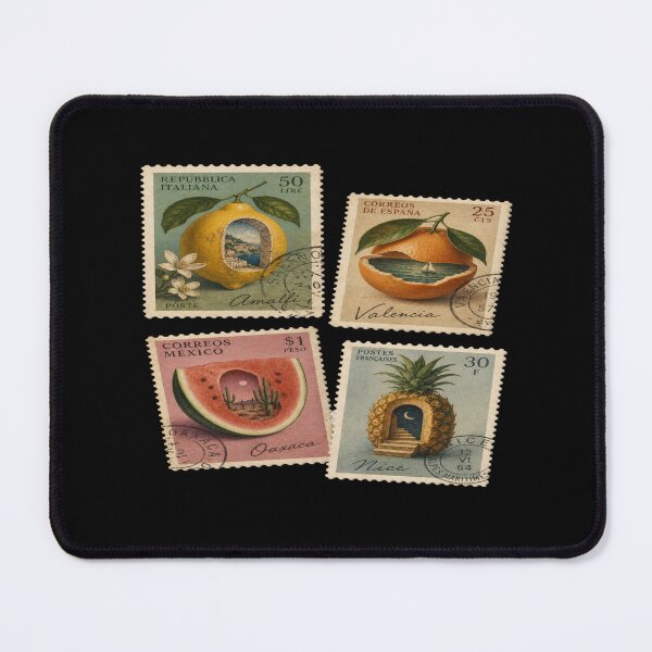 Item preview, Vintage Fruit Travel Stamps Art • Retro Italy Spain Mexico France Postage Illustration Print designed and sold by Bright Nest Studio.