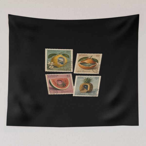 Item preview, Vintage Fruit Travel Stamps Art • Retro Italy Spain Mexico France Postage Illustration Print designed and sold by Bright Nest Studio.