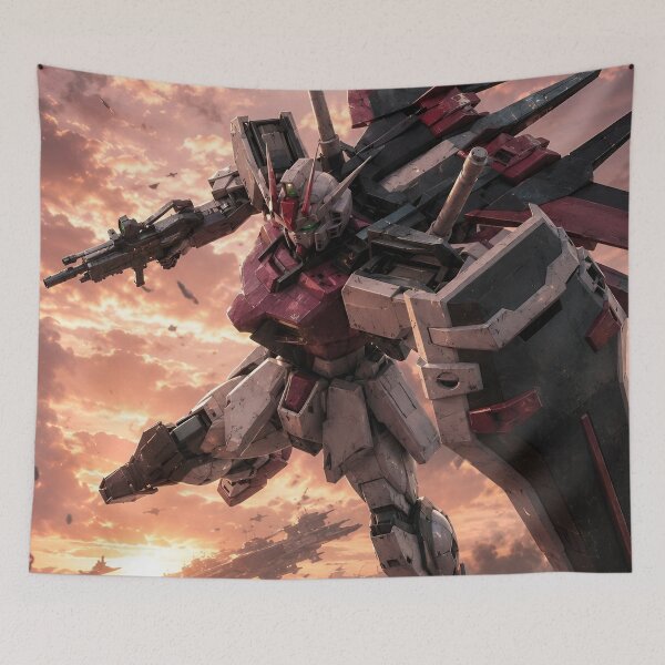 Item preview, Strike Rouge Gundam Battle at Sunset – Mobile Suit Gundam SEED Epic Mecha Artwork designed and sold by Dyan4.