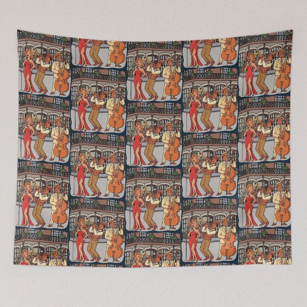 Item preview, Vintage New Orleans Jazz Night, French Quarter Music Art designed and sold by mashmosh.