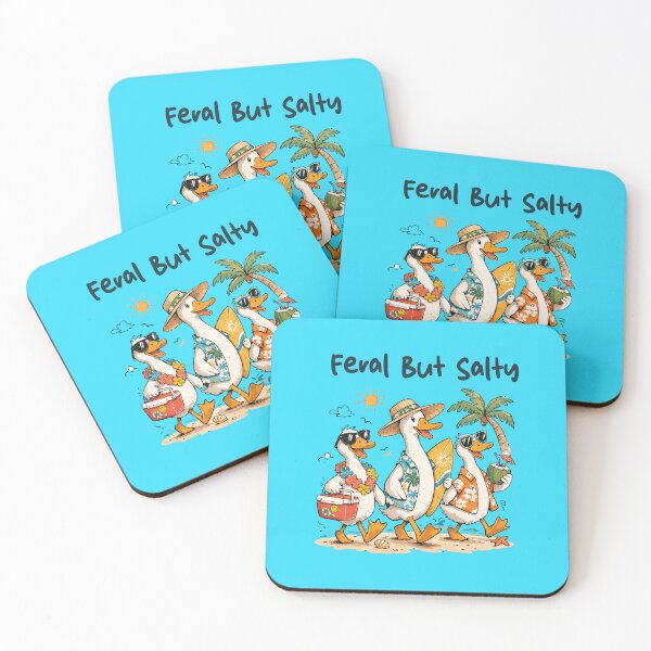 Item preview, Feral But Salty – Funny Summer Ducks Illustration designed and sold by AngryToro.